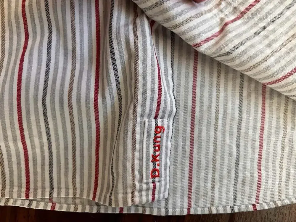 Devan Vincent Men's Long Sleeve Button Down Striped Dress Shirt, EUC